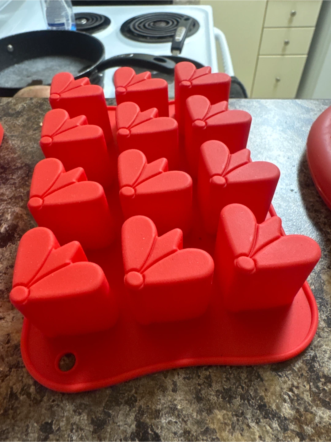 2 Red Silicone Ice Cube Trays - photo 2