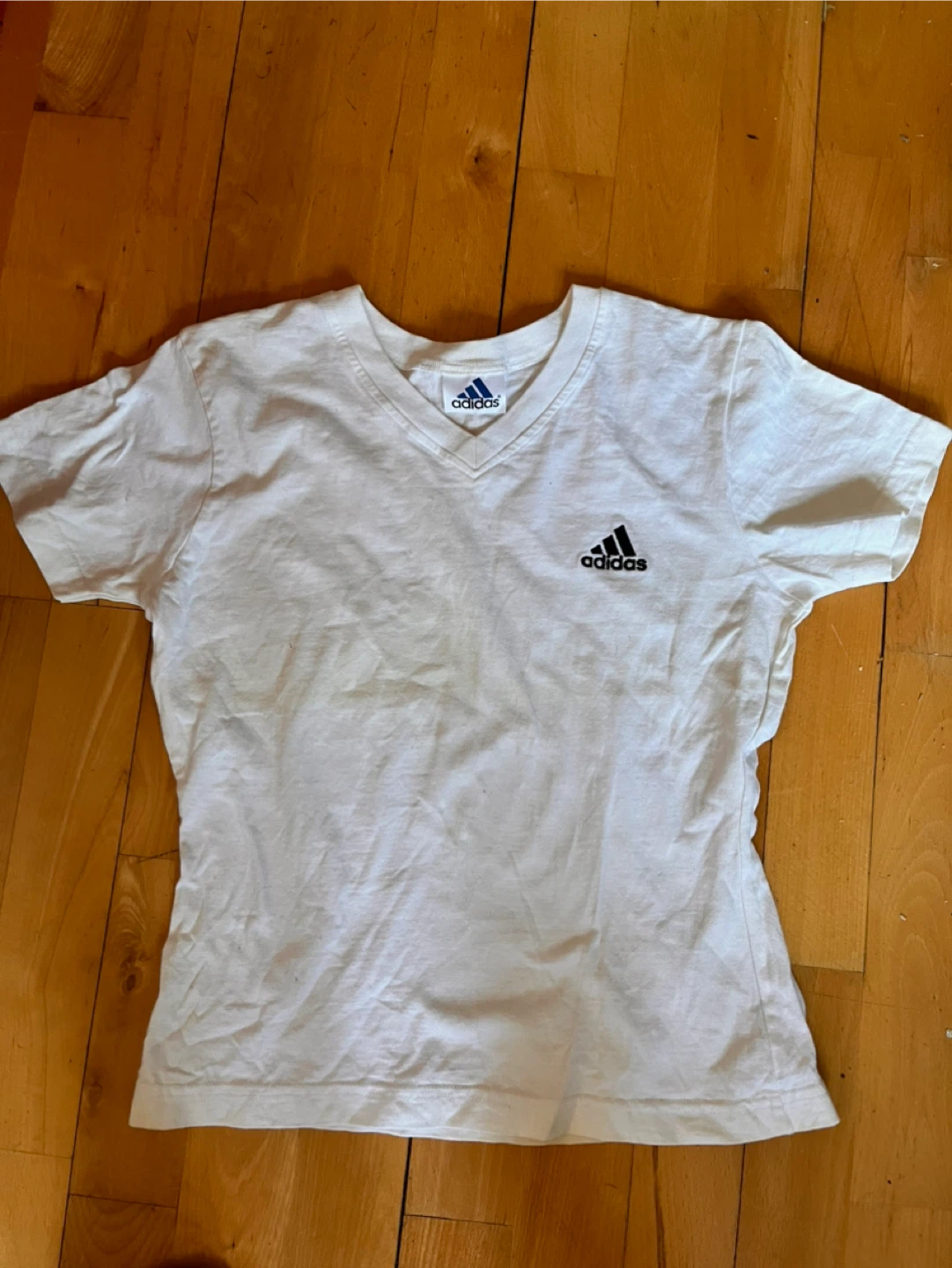 White Adidas V-Neck T-Shirt