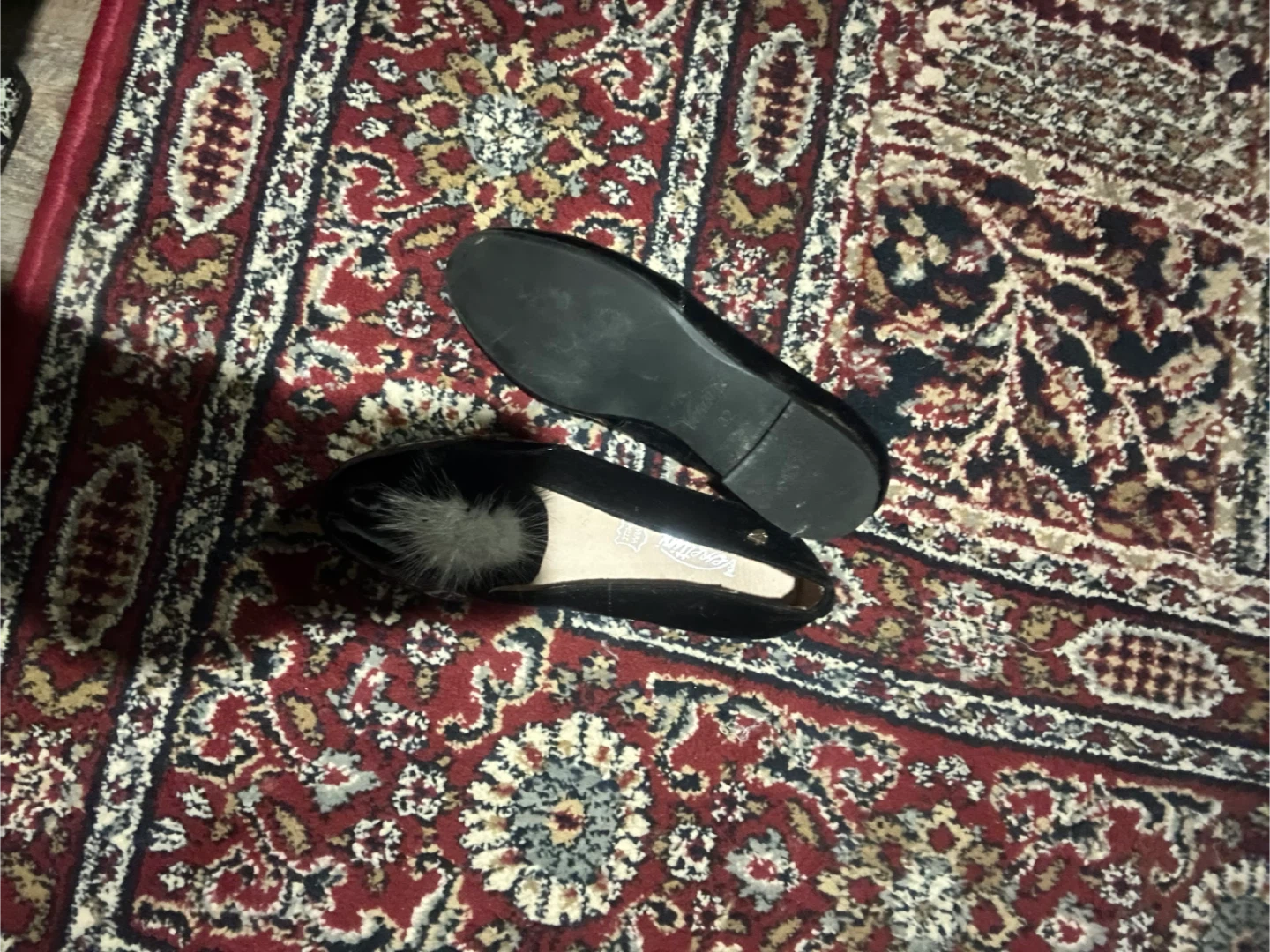 Black Flats with Fur Pom Poms - photo 2