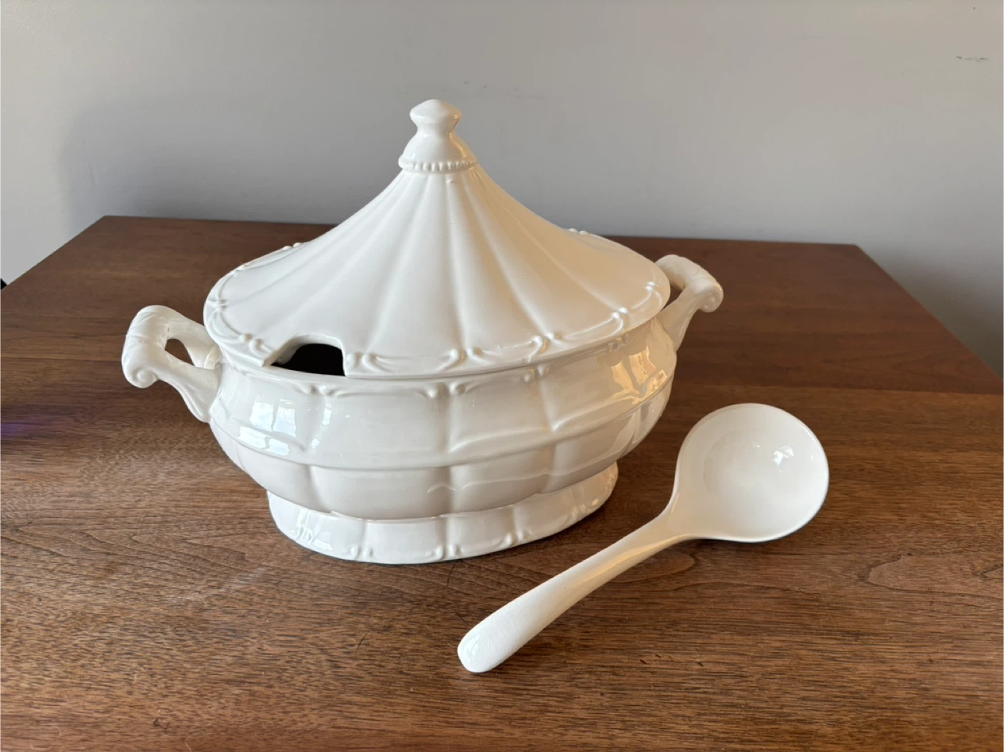 White Porcelain Tureen with Ladle