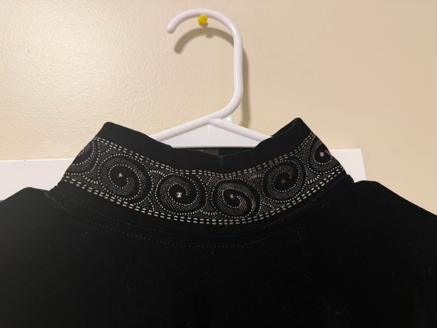 Black Velvet Top with Embellished Collar and Hem - photo 2