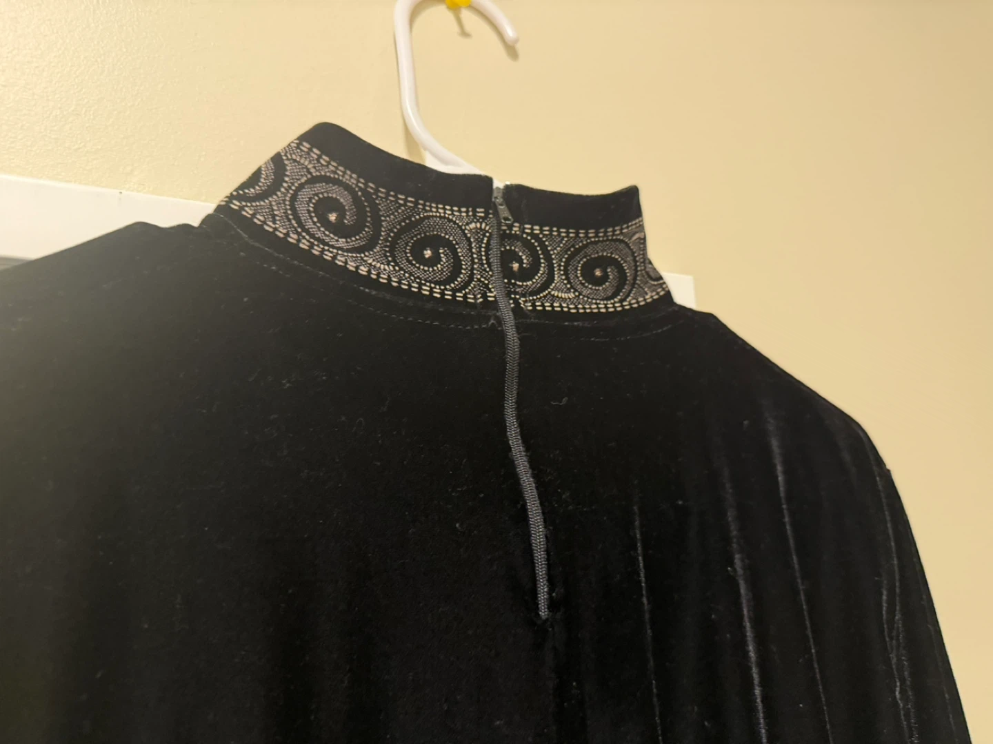 Black Velvet Top with Embellished Collar and Hem - photo 5