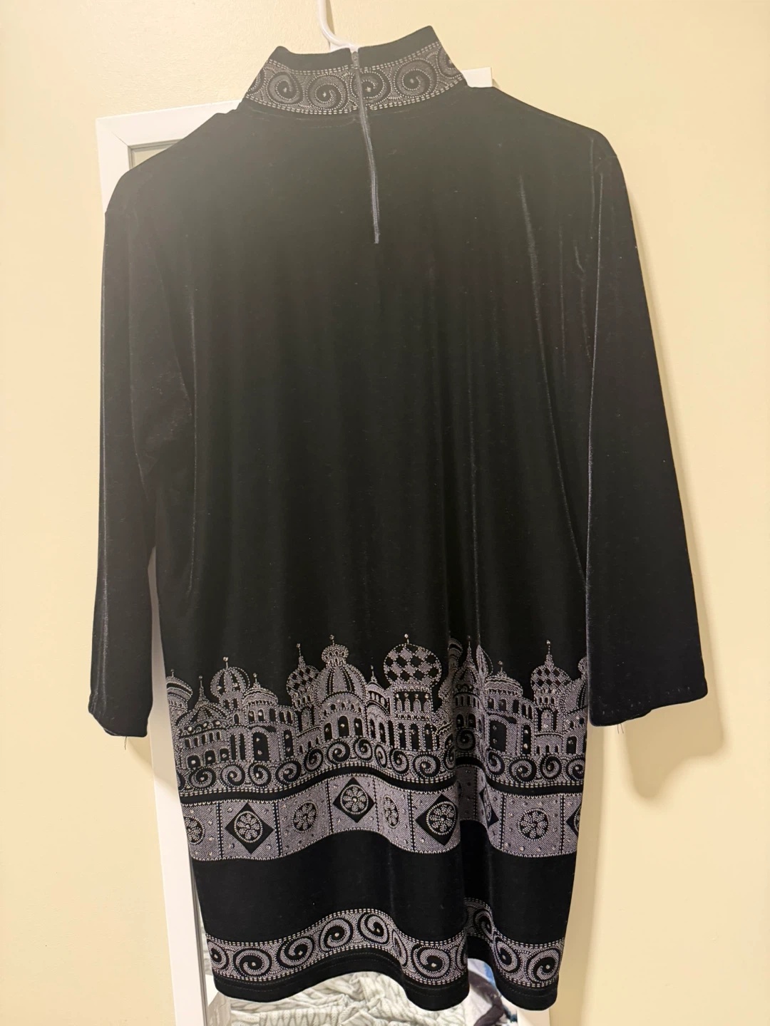 Black Velvet Top with Embellished Collar and Hem - photo 4