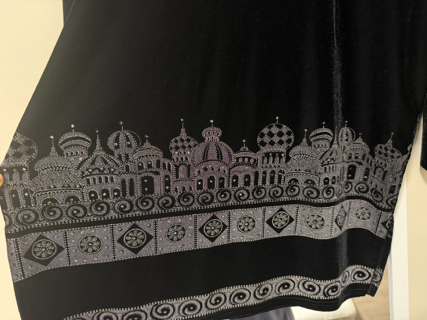 Black Velvet Top with Embellished Collar and Hem - photo 3