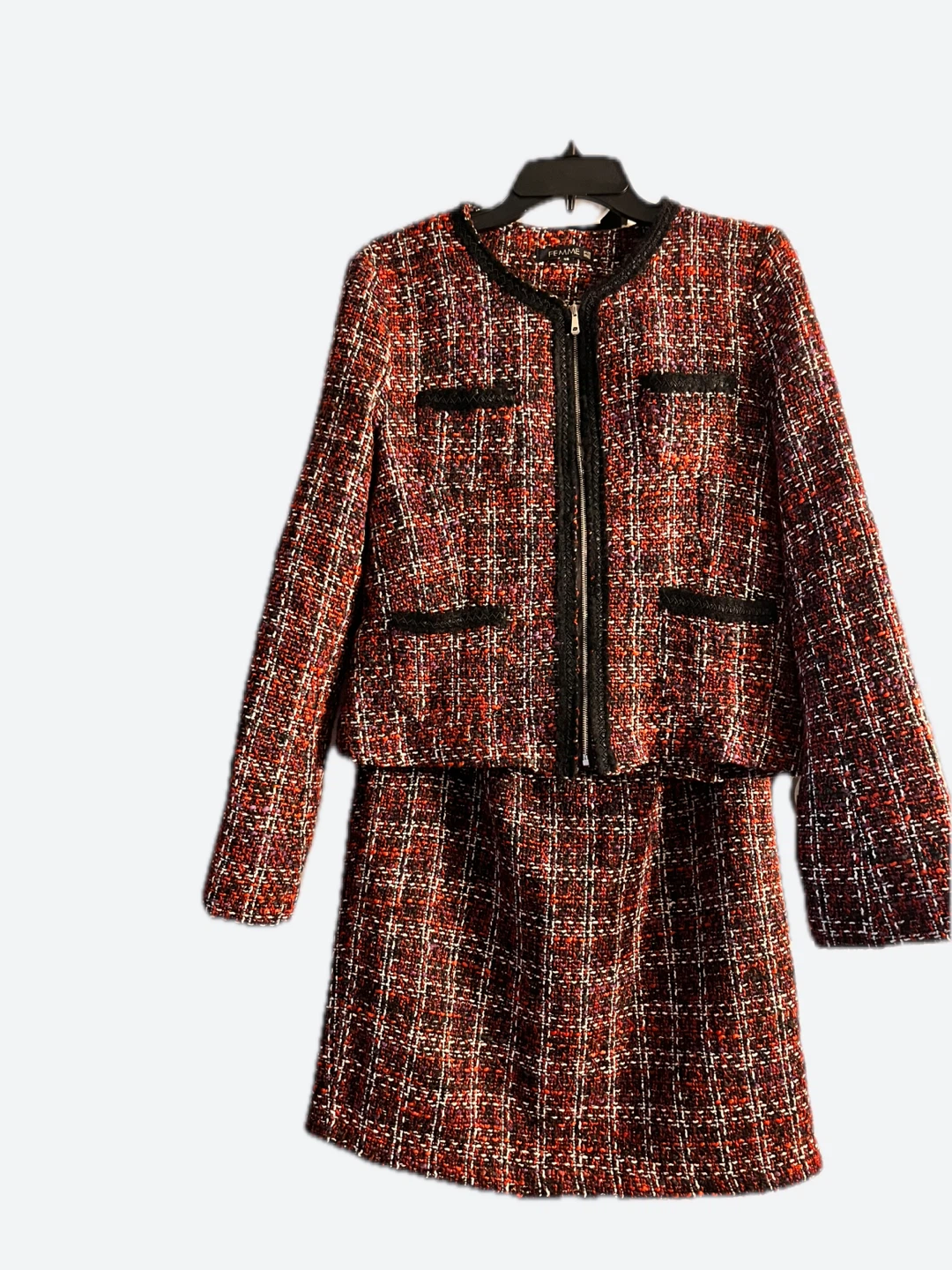 Talbots Red Tweed Blazer and Skirt Set