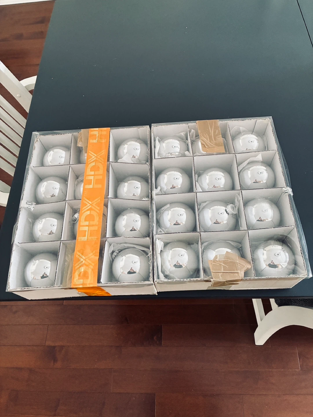 24 gorgeous large silver Christmas ornaments