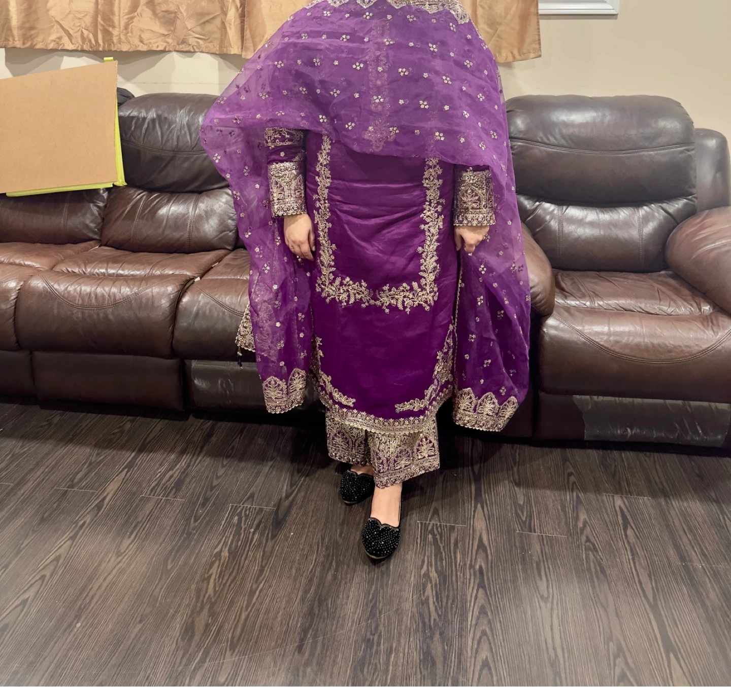 Purple Embroidered Salwar Kameez with Dupatta