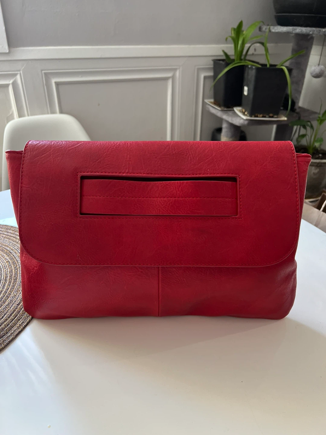 New Red Foldover Clutch Handbag