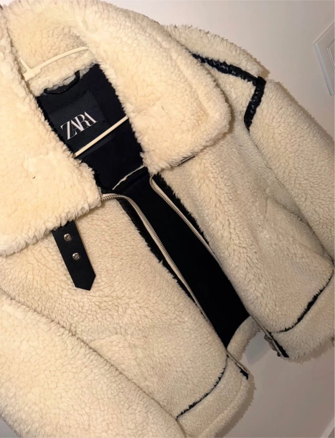 Zara Women's Cream Faux Shearling Aviator Jacket - XS - photo 3