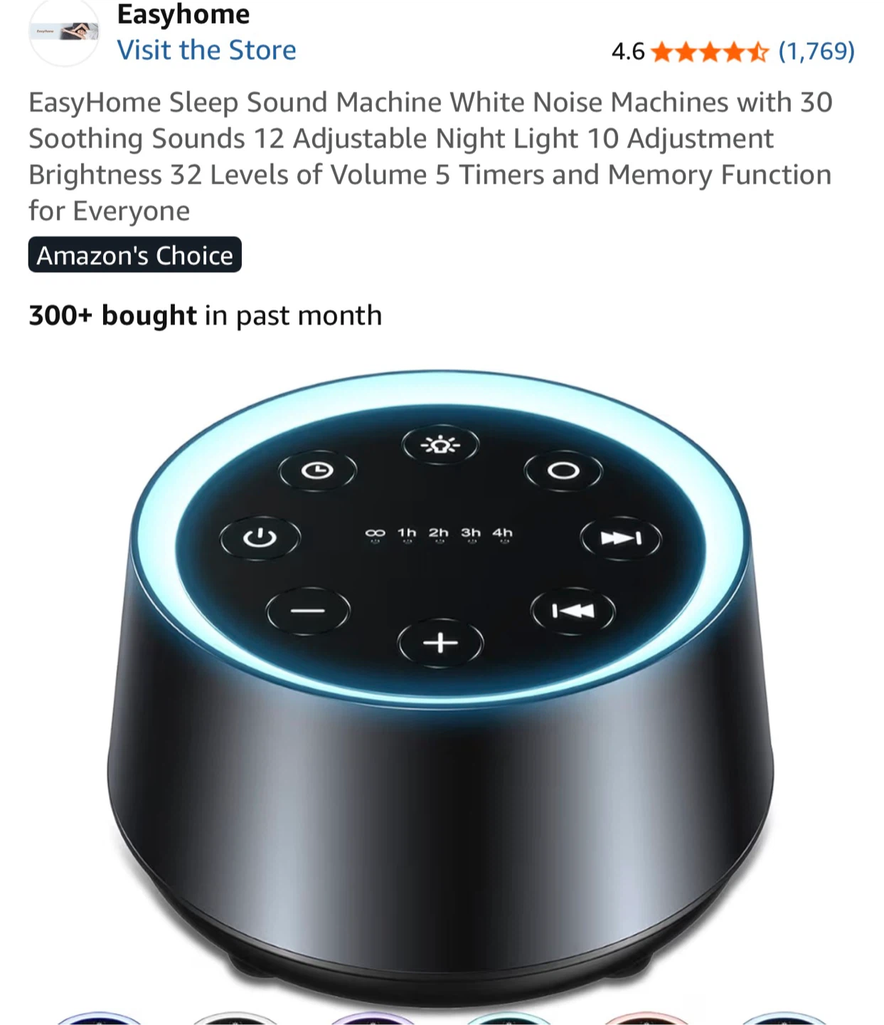 EasyHome White Noise Machine Sleep Sound Machine