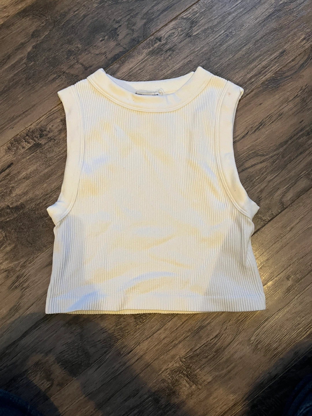 White Ribbed Cropped Tank Top - Size XS