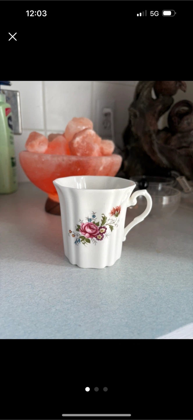 White Ceramic Mug with Floral Design