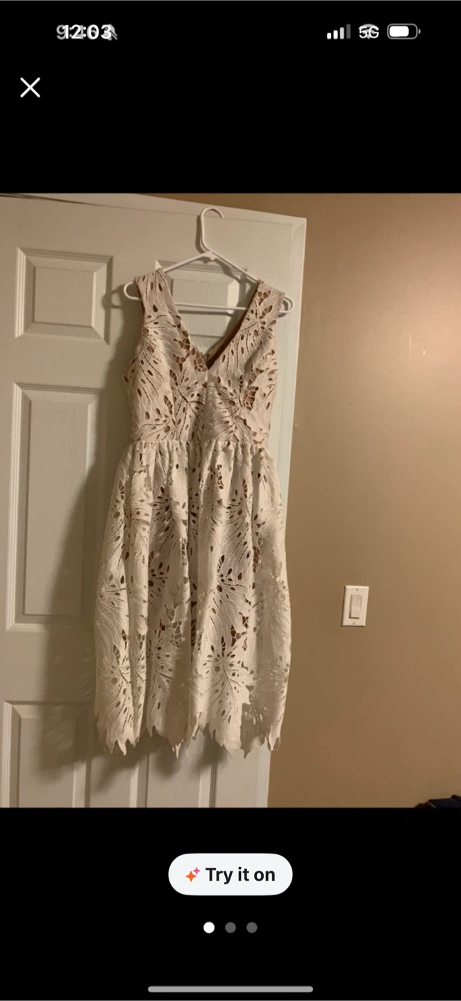 Dress the Population White Lace Midi Dress Size M - photo 3