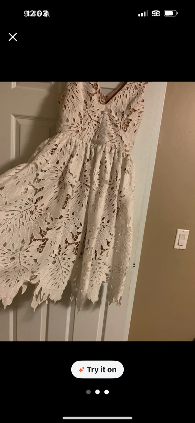 Dress the Population White Lace Midi Dress Size M