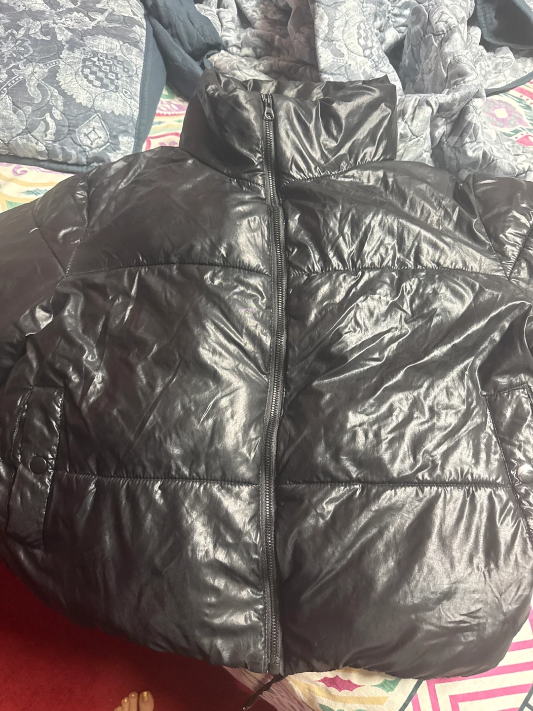 Shiny Black Puffer Jacket
