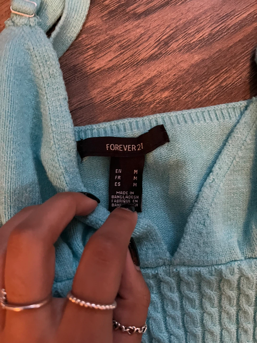 Forever 21 Blue Knit Fit and Flare Dress - Size M - photo 2
