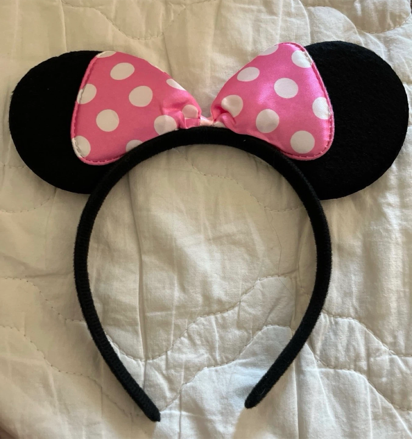 Minnie Mouse Ears Headband Pink Polka Dot Bow