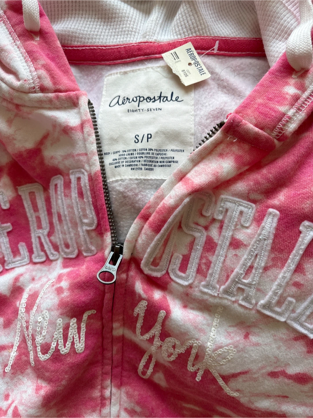 New Aeropostale Pink Tie-Dye Zip-Up Hoodie - photo 2