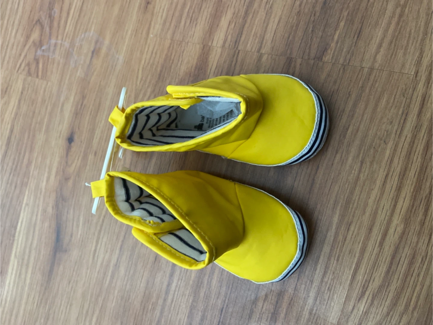 Yellow Baby Boots with Striped Lining