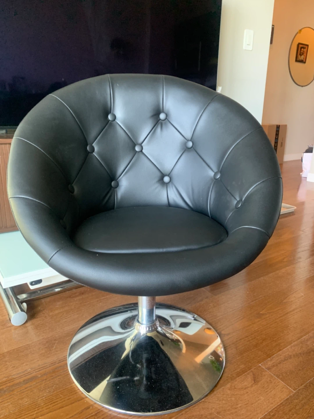 Wayfair Chinn Faux Leather Swivel Barrel Chair - Black