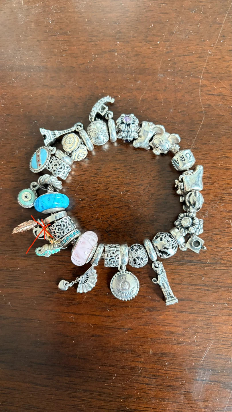 100% Authentic Pandora Charm Bracelet with Multiple Charms - photo 2