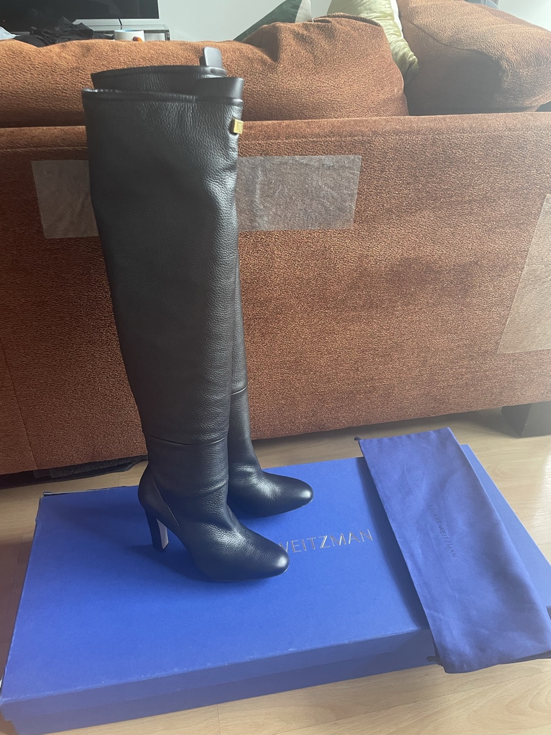 NEW STUART WEITZMAN EDIE Black Leather Boots Sz 7, Retail $898