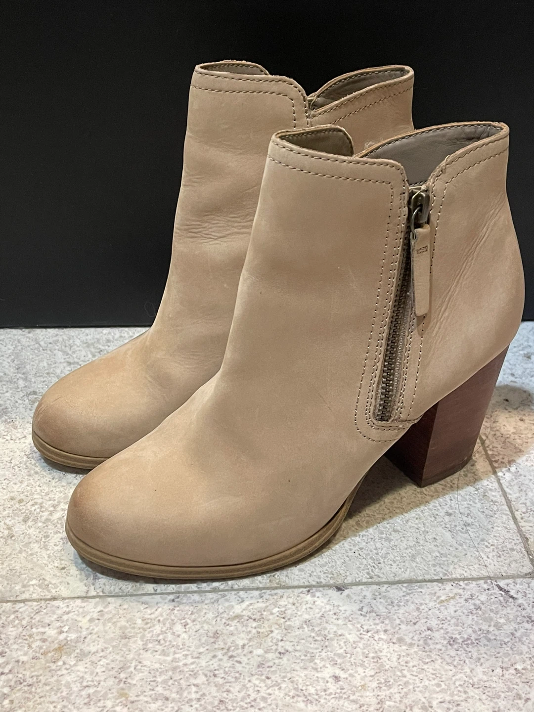 Women's Beige Suede Ankle Boots