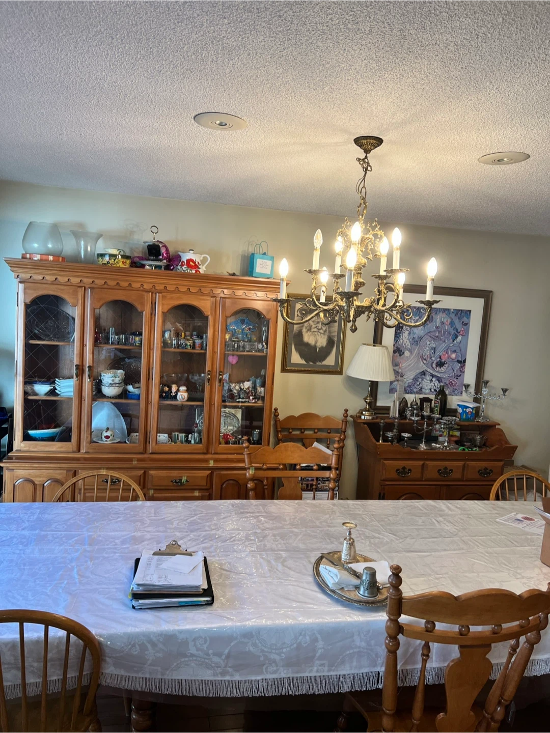 13 pce. Colonial real wood dining room set
