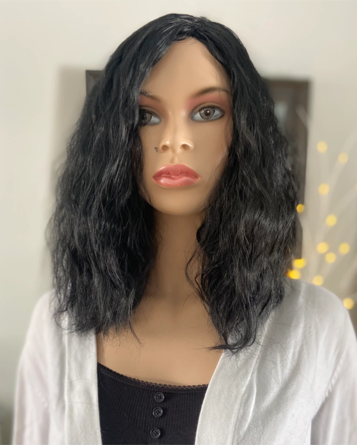 NWOT: Black Medium Length Voluminous Wavy Synthetic Wig