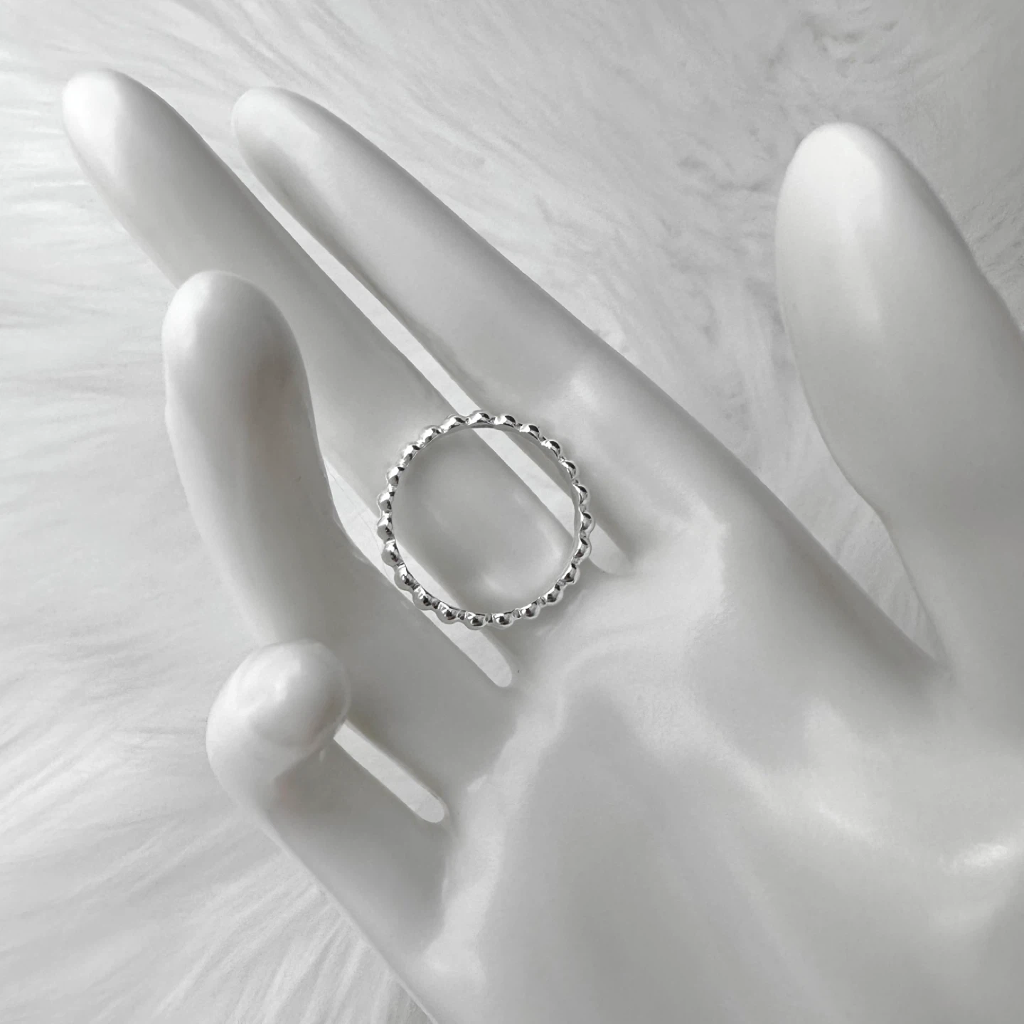 Sterling silver bead ring size 10