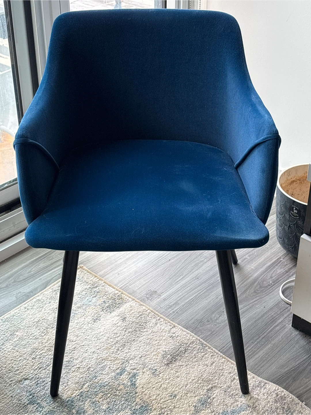 Navy Blue Velvet Armchair