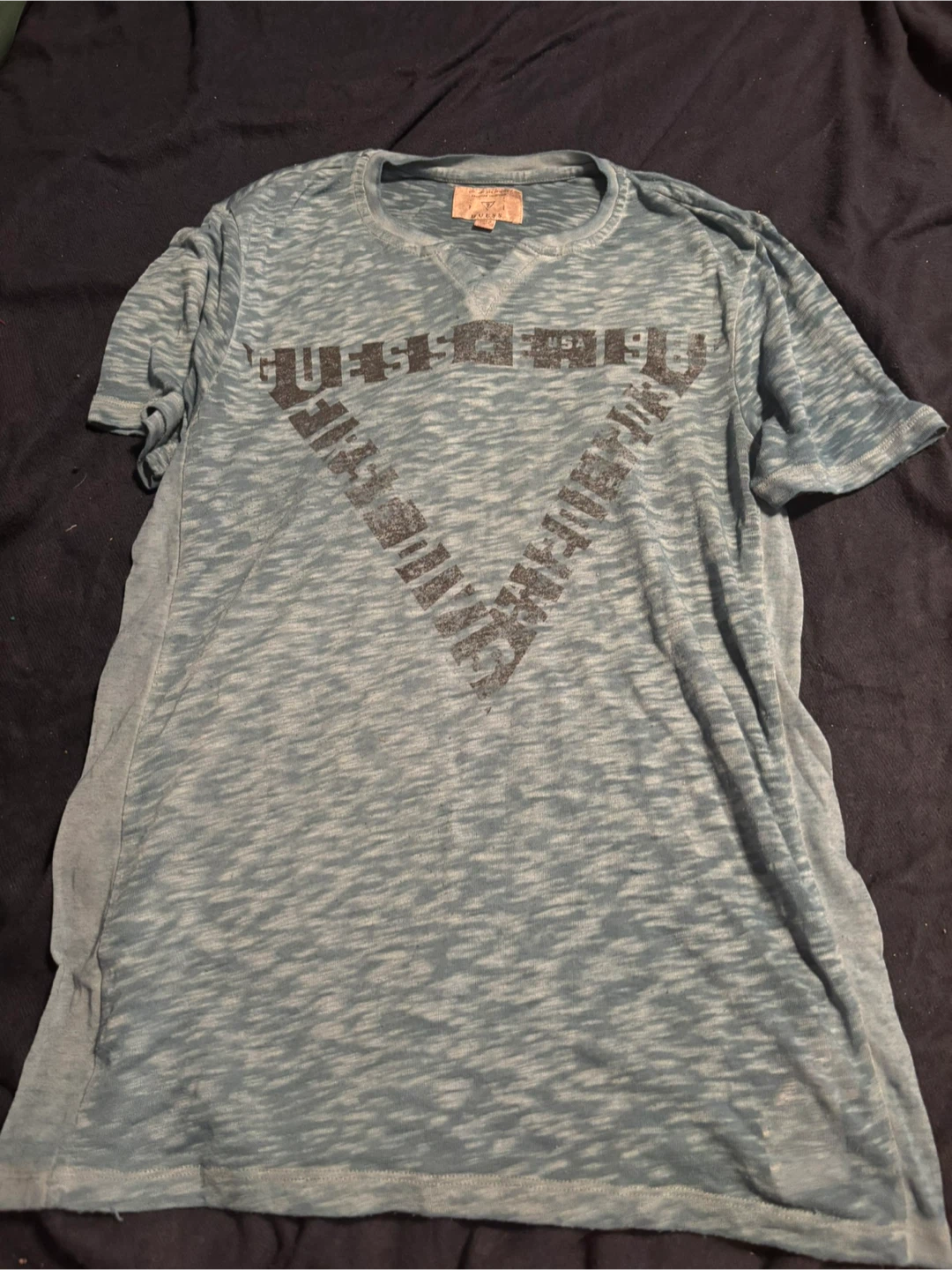 Guess Blue V-Neck Graphic T-Shirt