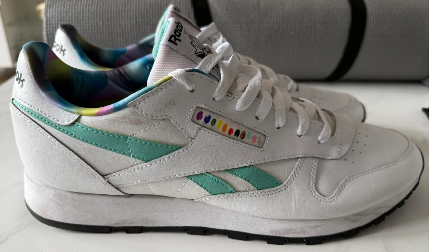 Reebok Classic Leather "Mummy" White Teal Multi-Color Sneakers - photo 3