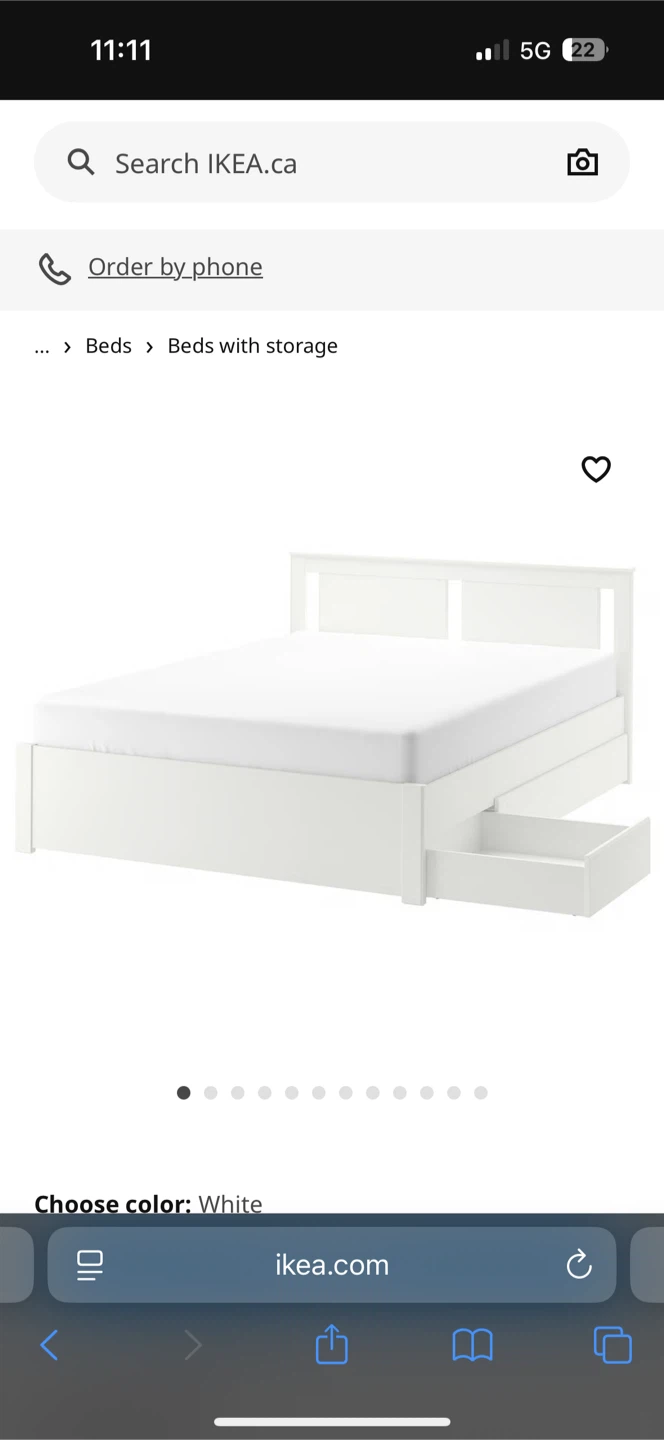IKEA White Storage Bed Frame