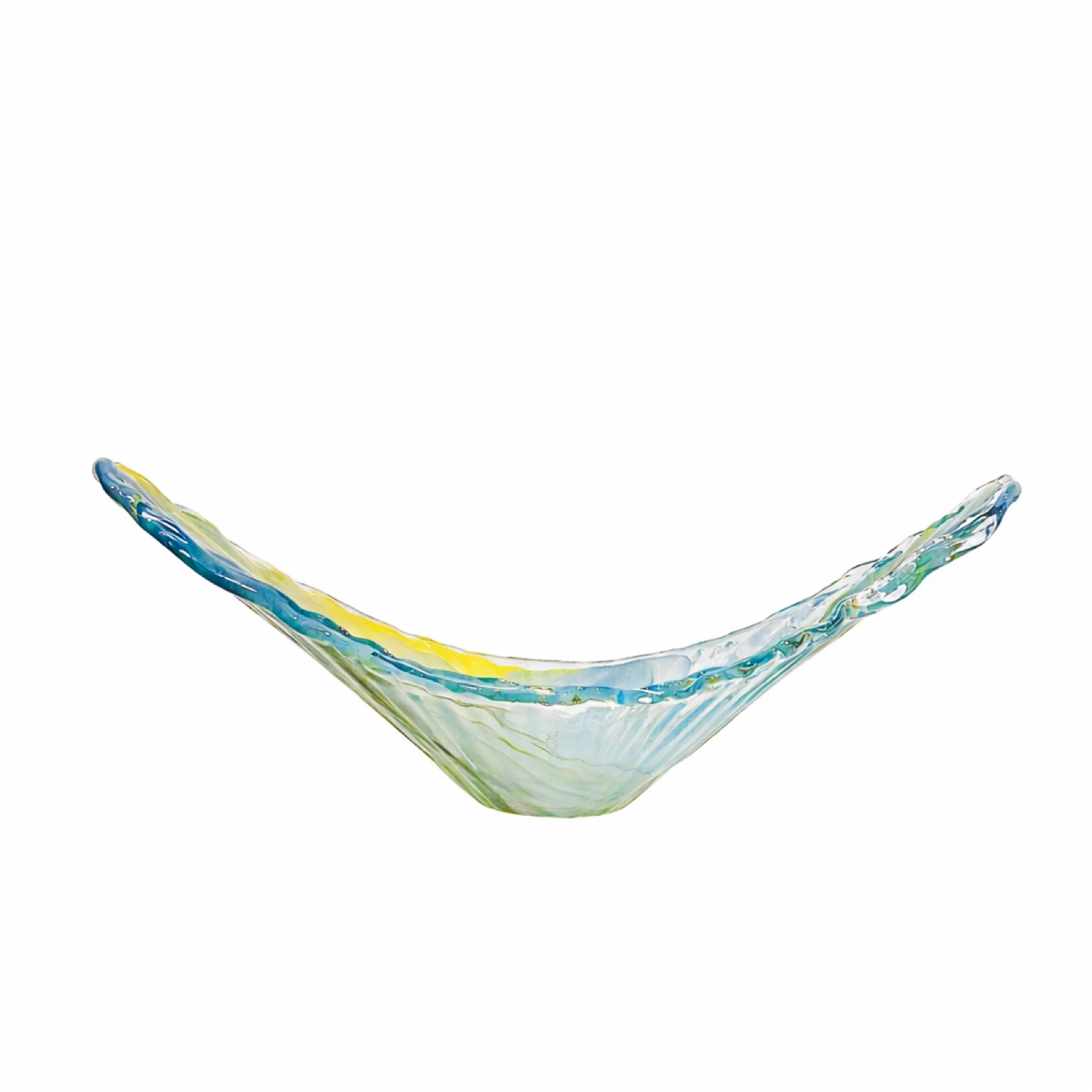 Monumental Cased Art Glass Bowl in Blue & Chartreuse - photo 2