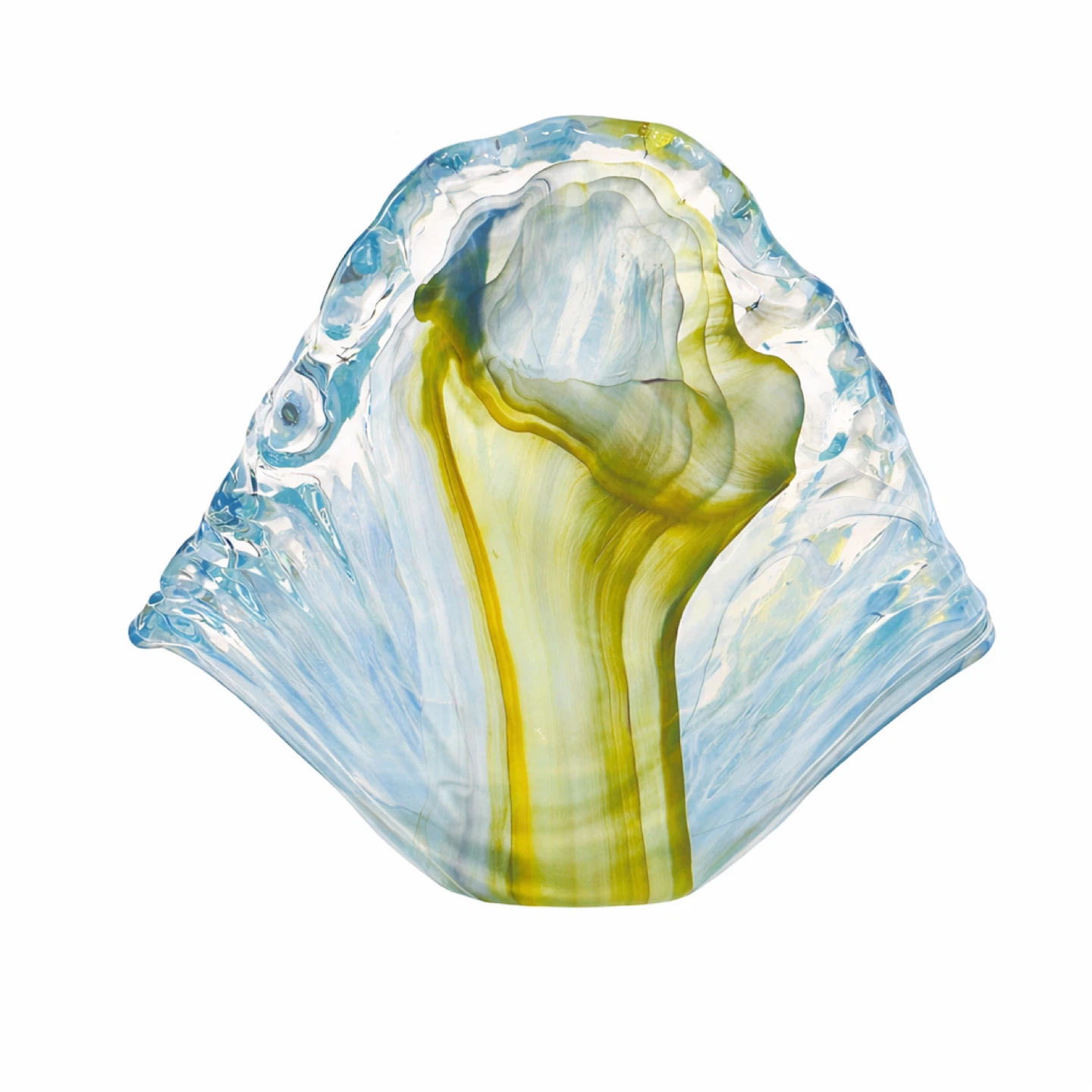 Monumental Cased Art Glass Bowl in Blue & Chartreuse - photo 5