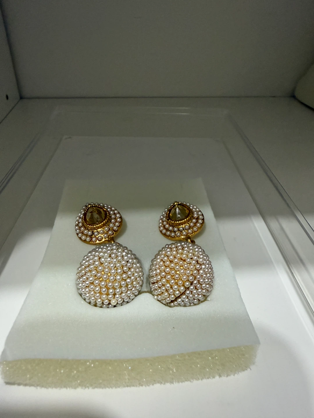 Pearl and Gold Dangle Earrings