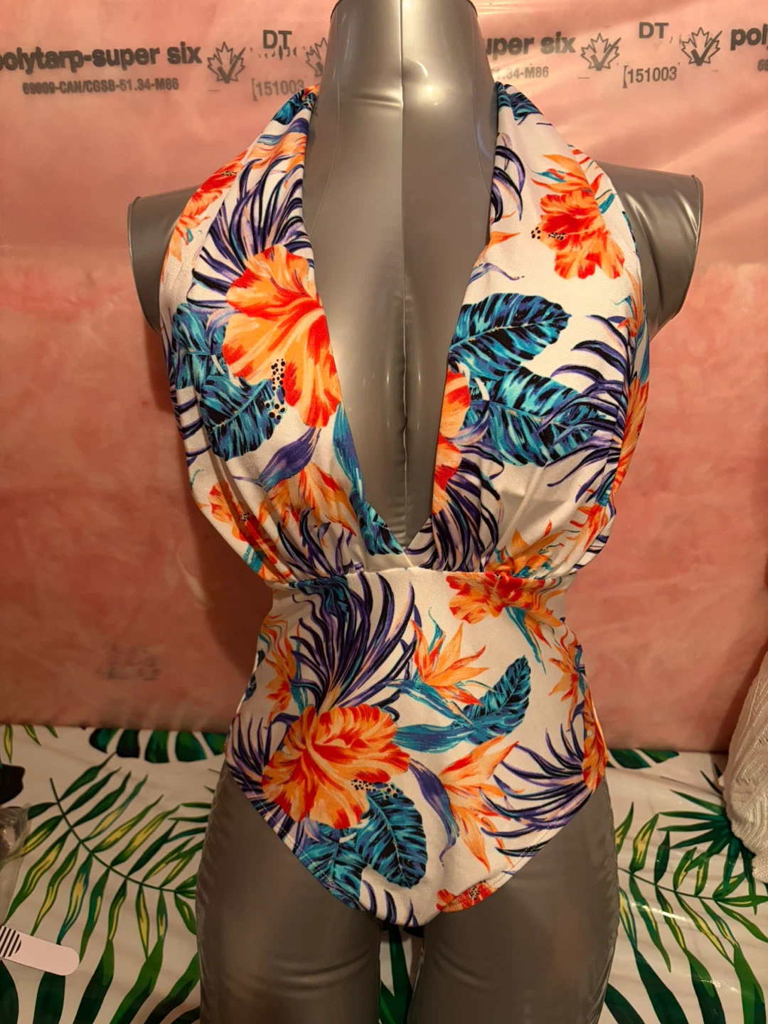 Women's Halter Neck Floral One-Piece Swimsuit