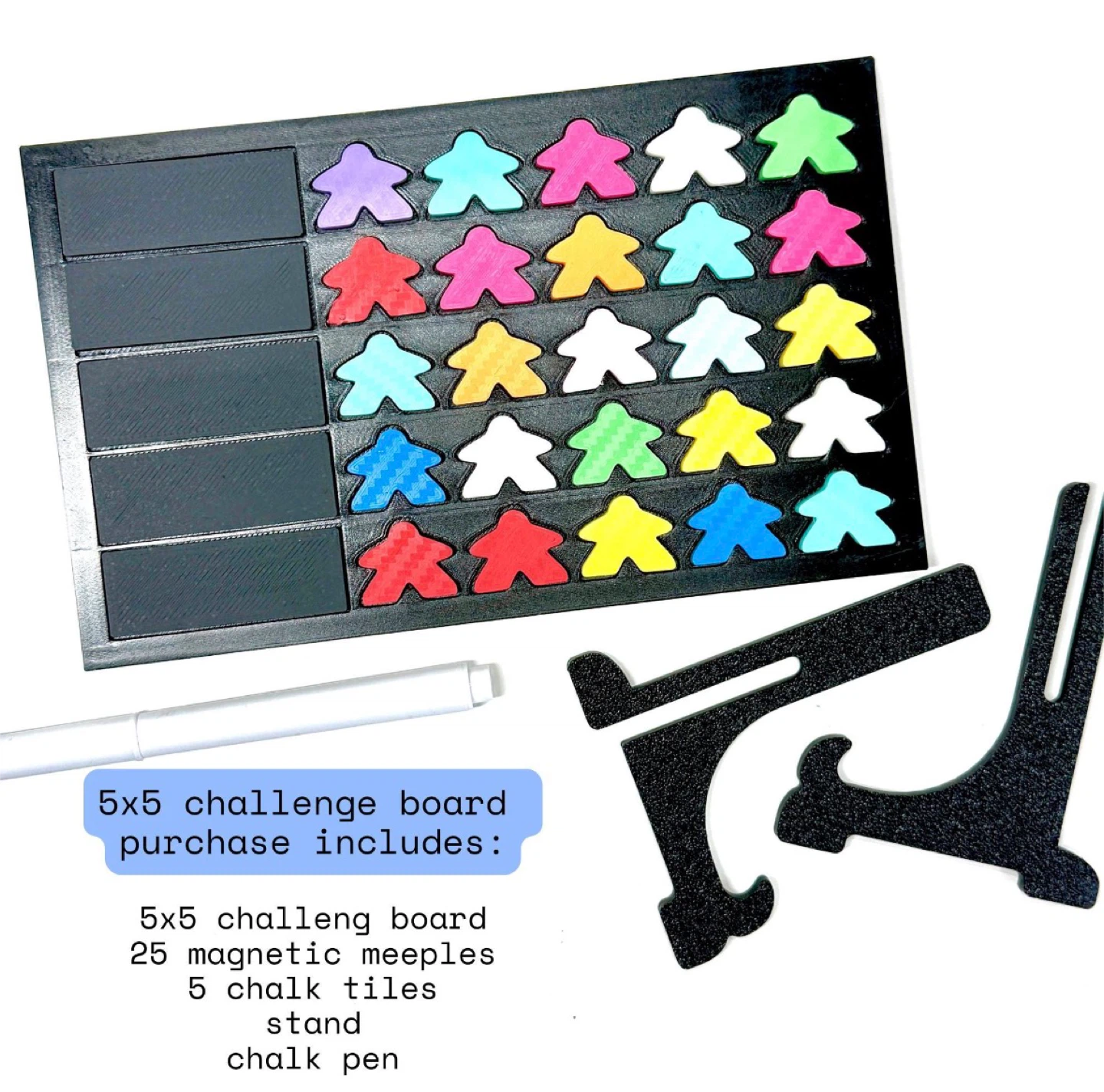 5x5 Challenge Score Tracked Set with Meeples and Stand