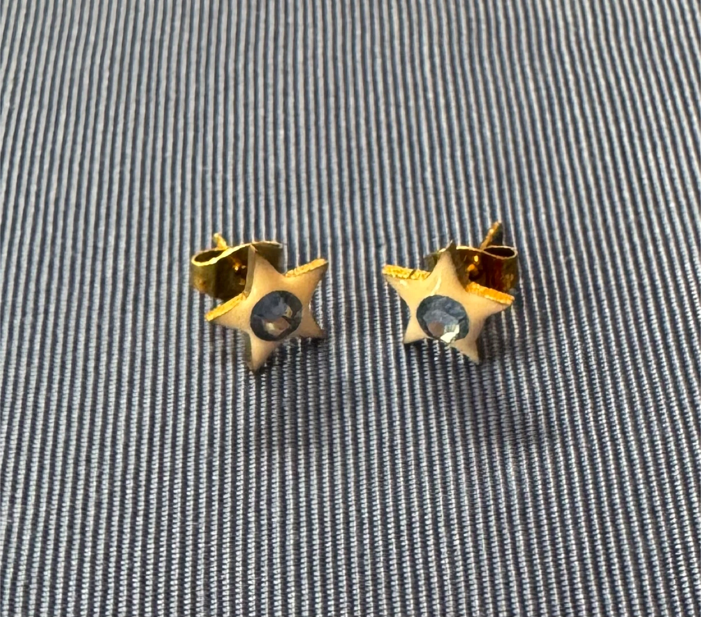 Star Earrings 14K Plated & Enameled with Light Blue Gemstones - photo 3