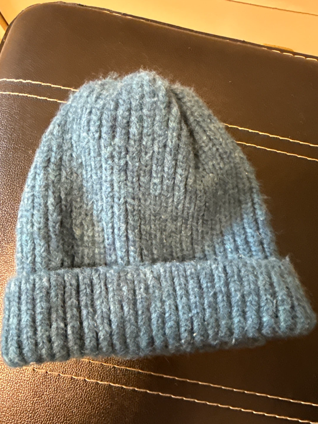 Blue Knit Beanie Hat