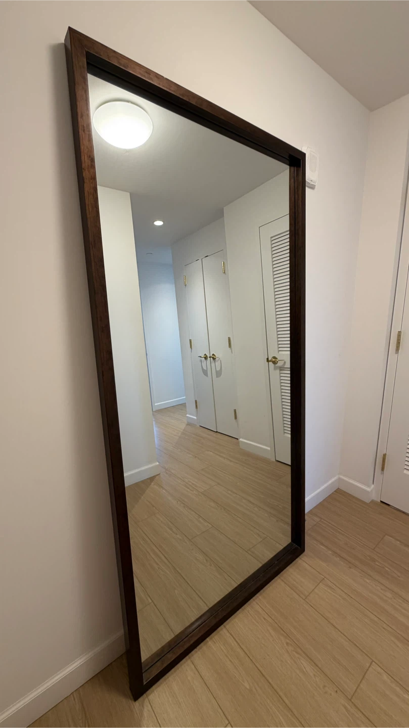 Large Floor Mirror with Dark Wood Frame