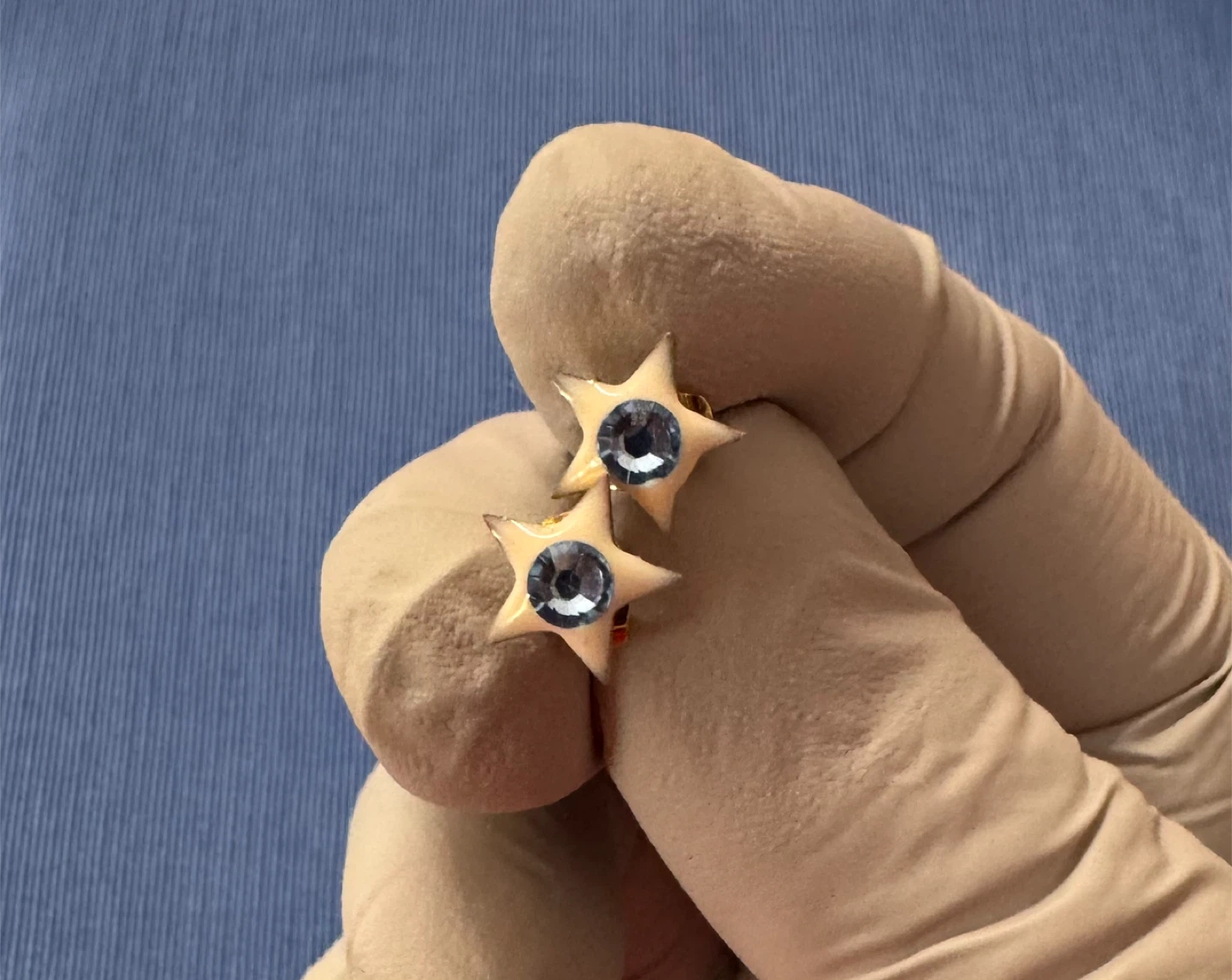 Star Earrings 14K Plated & Enameled with Light Blue Gemstones