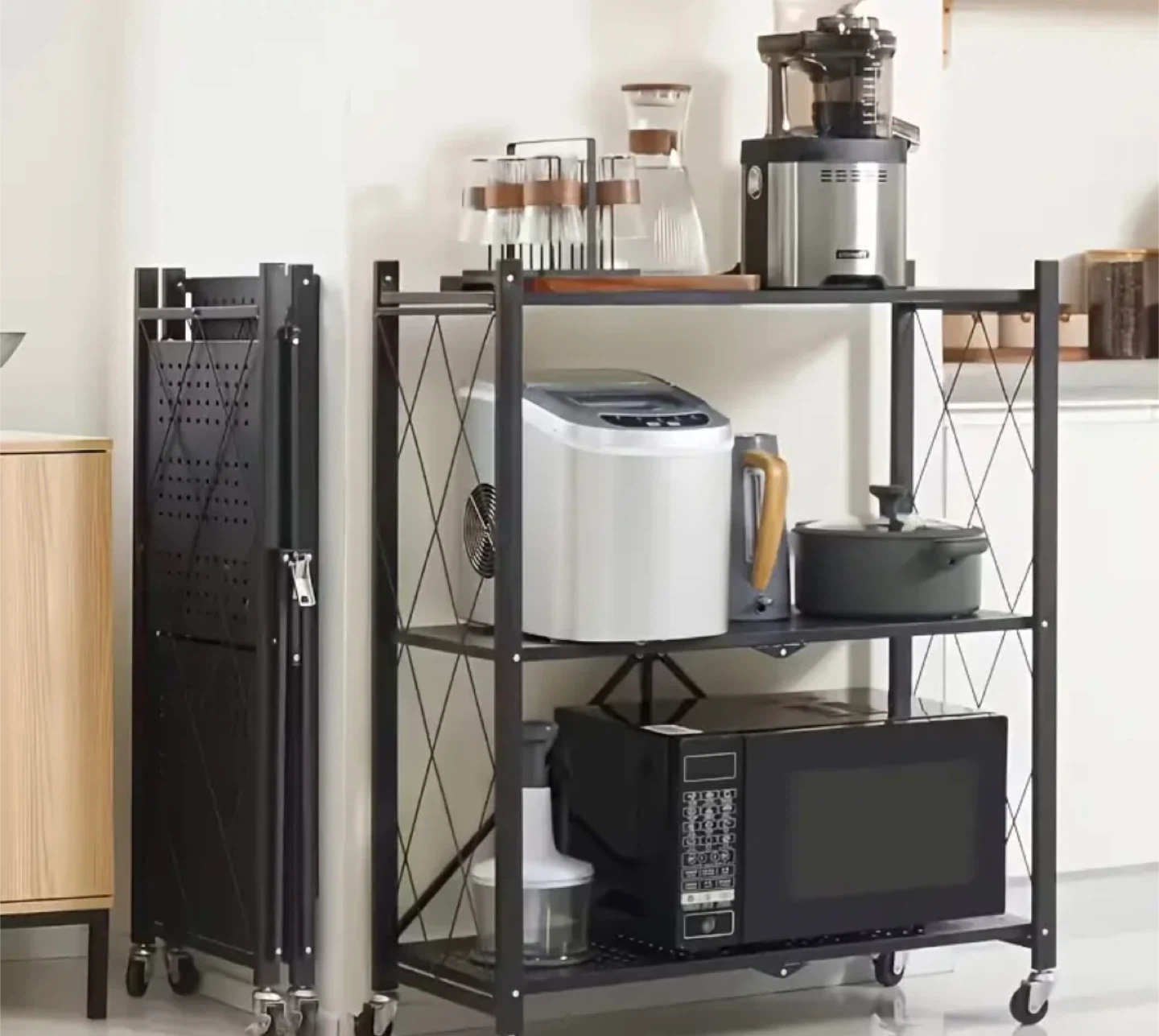 3-Tier Rolling Metal Kitchen Storage Rack/ Utility Cart