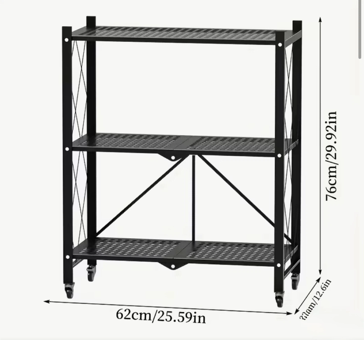 3-Tier Rolling Metal Kitchen Storage Rack/ Utility Cart - photo 2
