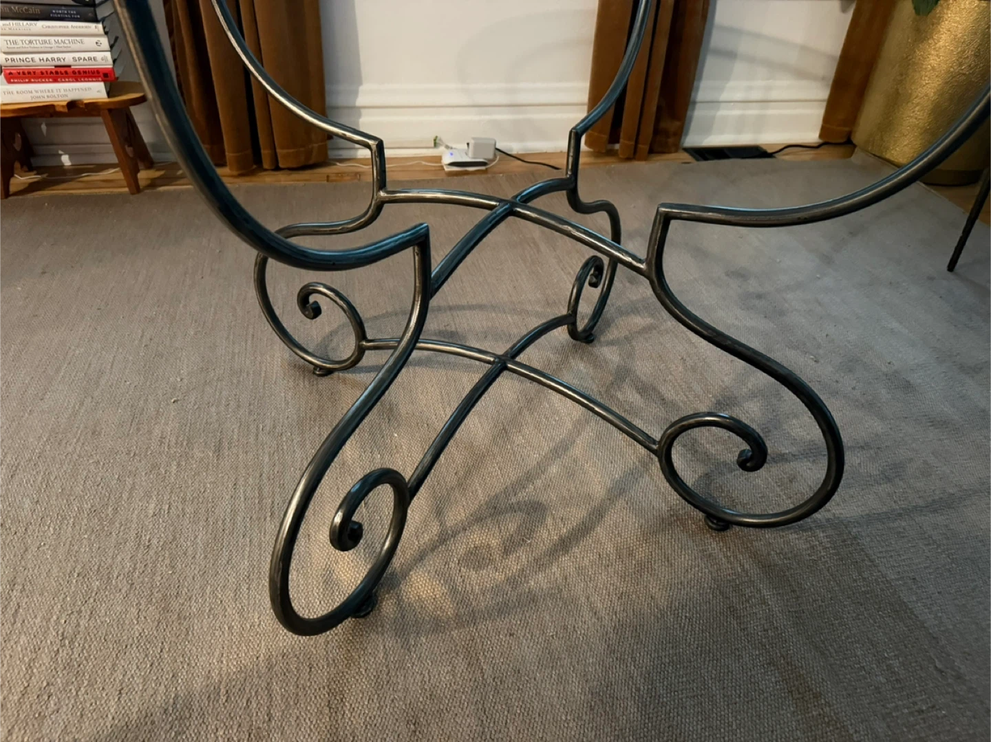 Round Glass Top Dining Table with Ornate Metal Base - photo 5