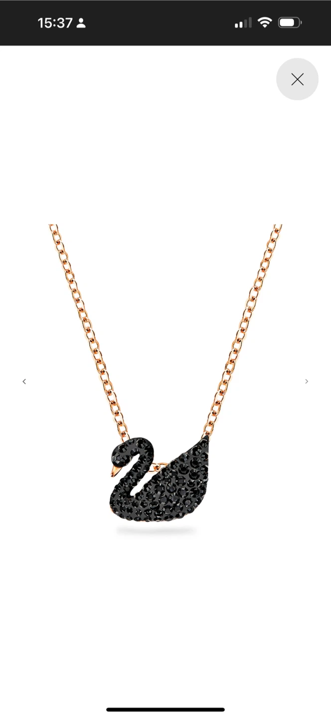 Swarovski Black Swan Pendant Necklace Gold Tone - photo 3