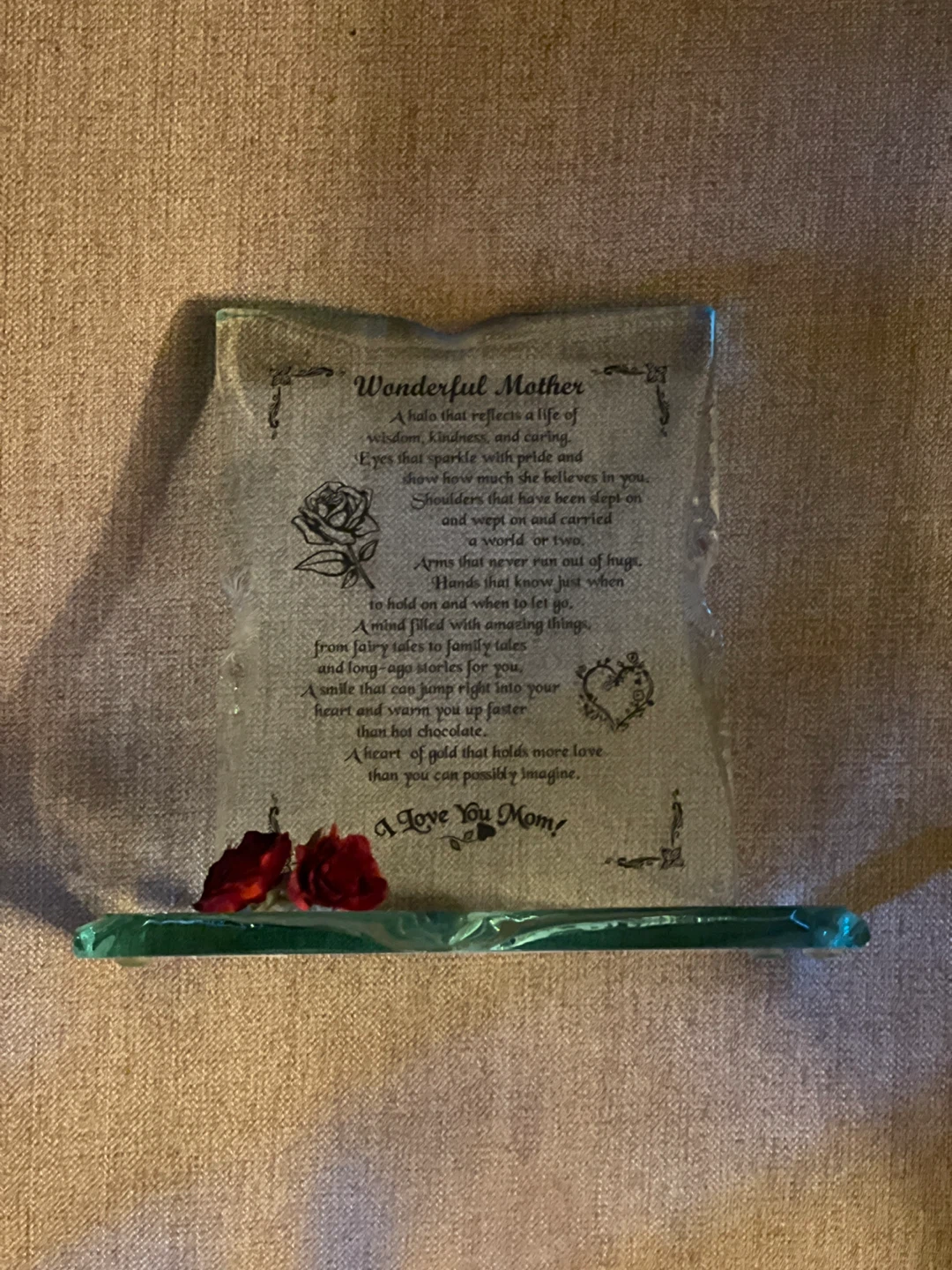Wonderful Mother Glass Poem Display