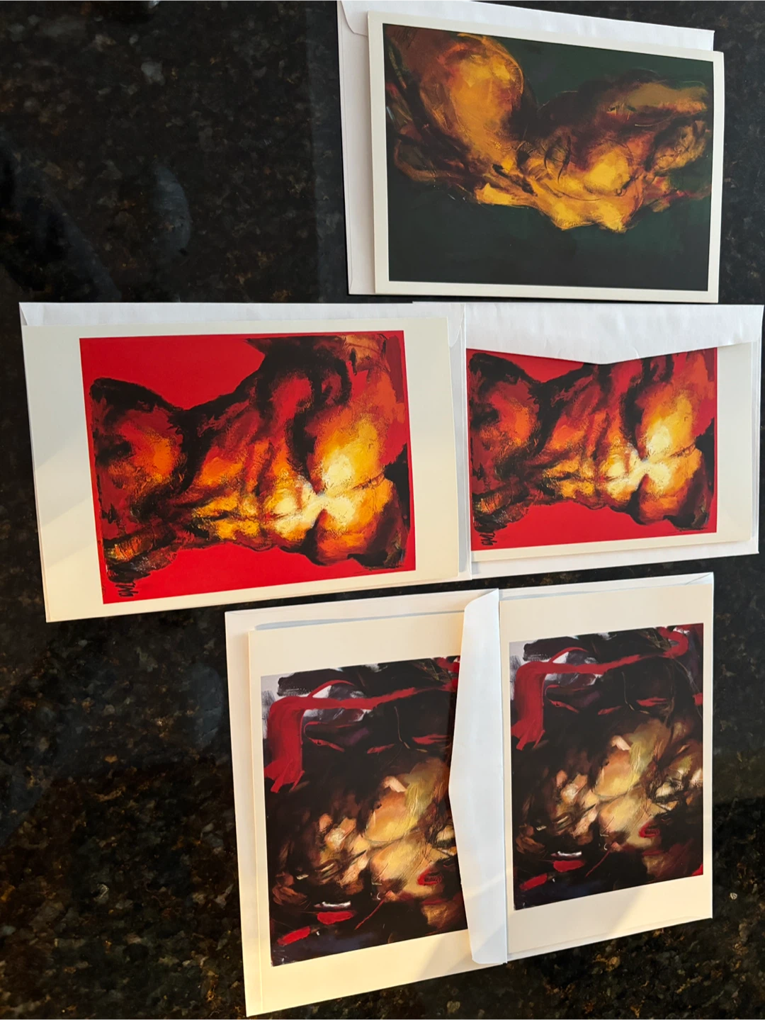 Set of 5 Art Greeting Cards by J. Corno (artist)