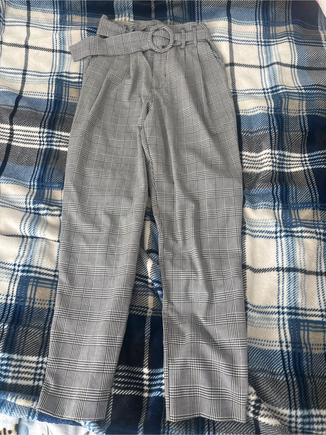 Women's Plaid Belted Trousers